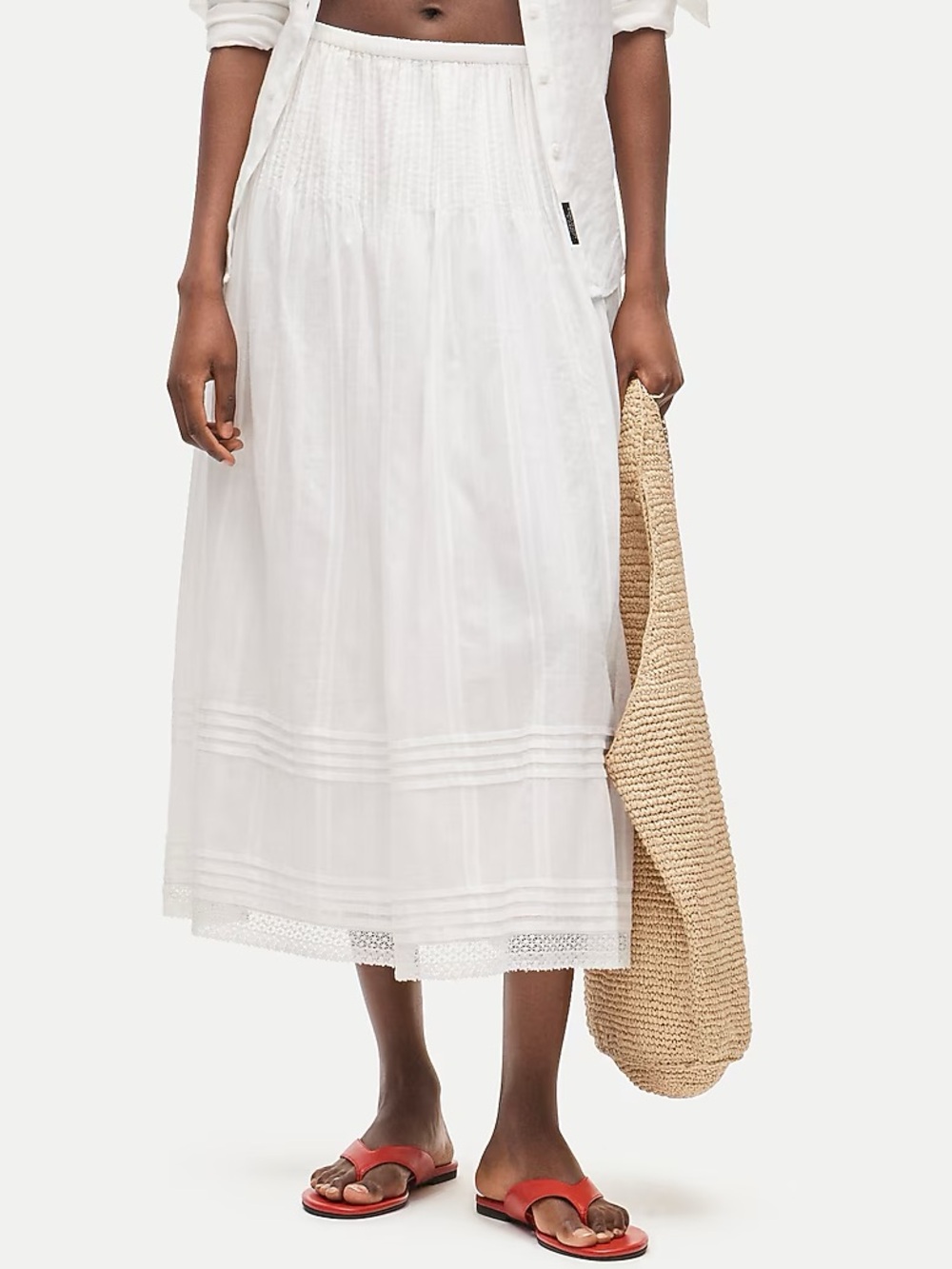 J.Crew Midi Skirt in Embroidered Dobby
